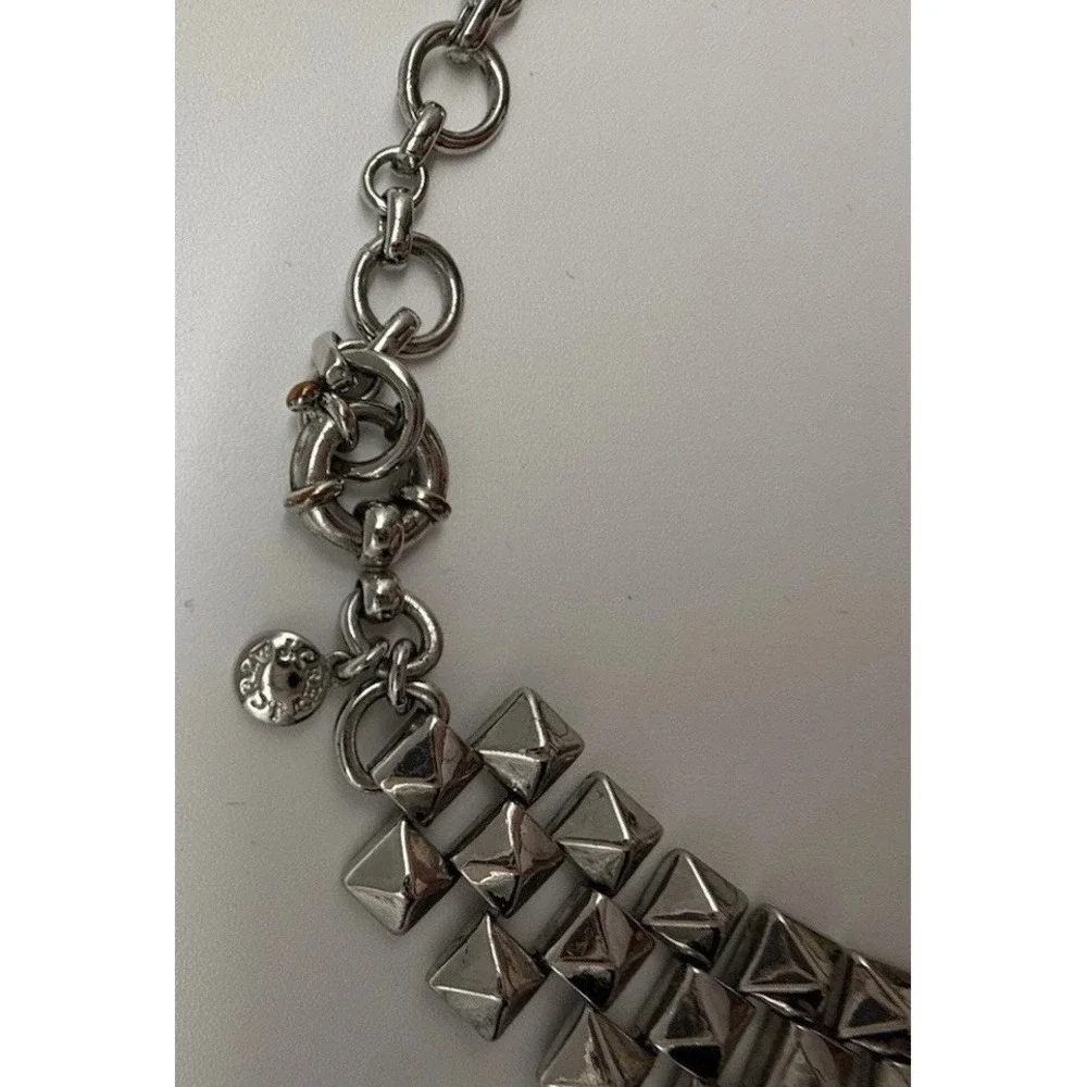J.Crew Crystal Grid Chain‎ Statement Necklace Iridescent Silver Rhodium Plated